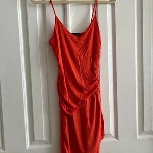 KRISA SIZE XS RUCHE ORANGE LIGHTWEIGHT PARTY DRESS